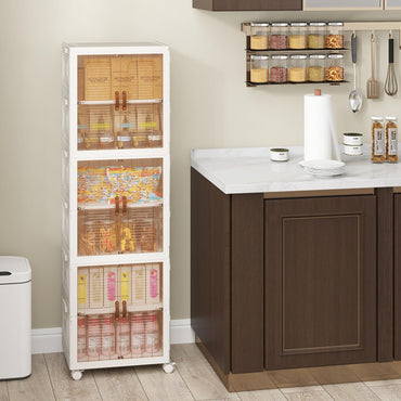 6-Cube Stackable Storage Bins with Lockable Wheels for for Kitchen Living Room Bedroom