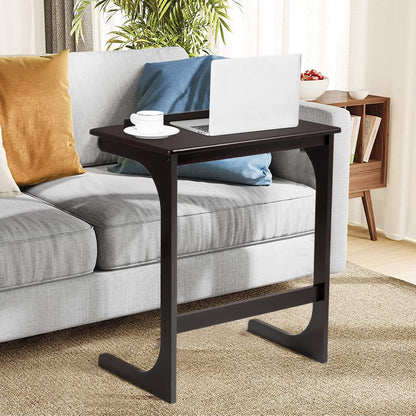 C-Shaped Bamboo Side Table with 7 Adjustable Angles