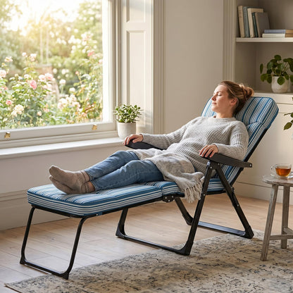 Reclining Relaxer Chair with Thick Padded Cushion for Patio
