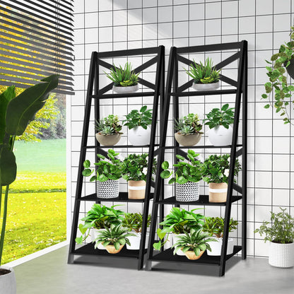 4 Tier Wooden Ladder Shelving Unit