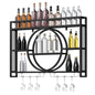 Wall Mounted Wine Rack, 5-Tier Hanging Bar Shelves with Glass Holder
