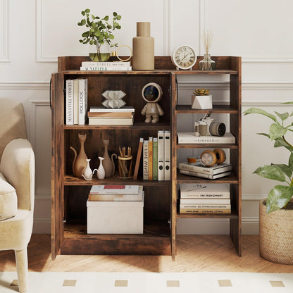 Shoe Storage Organizer with 2 Adjustable Inner Shelves and 4 Open Shelves