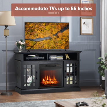 48cm Fireplace TV Stand with LED Lights Entertainment Center for 65 Inch TV