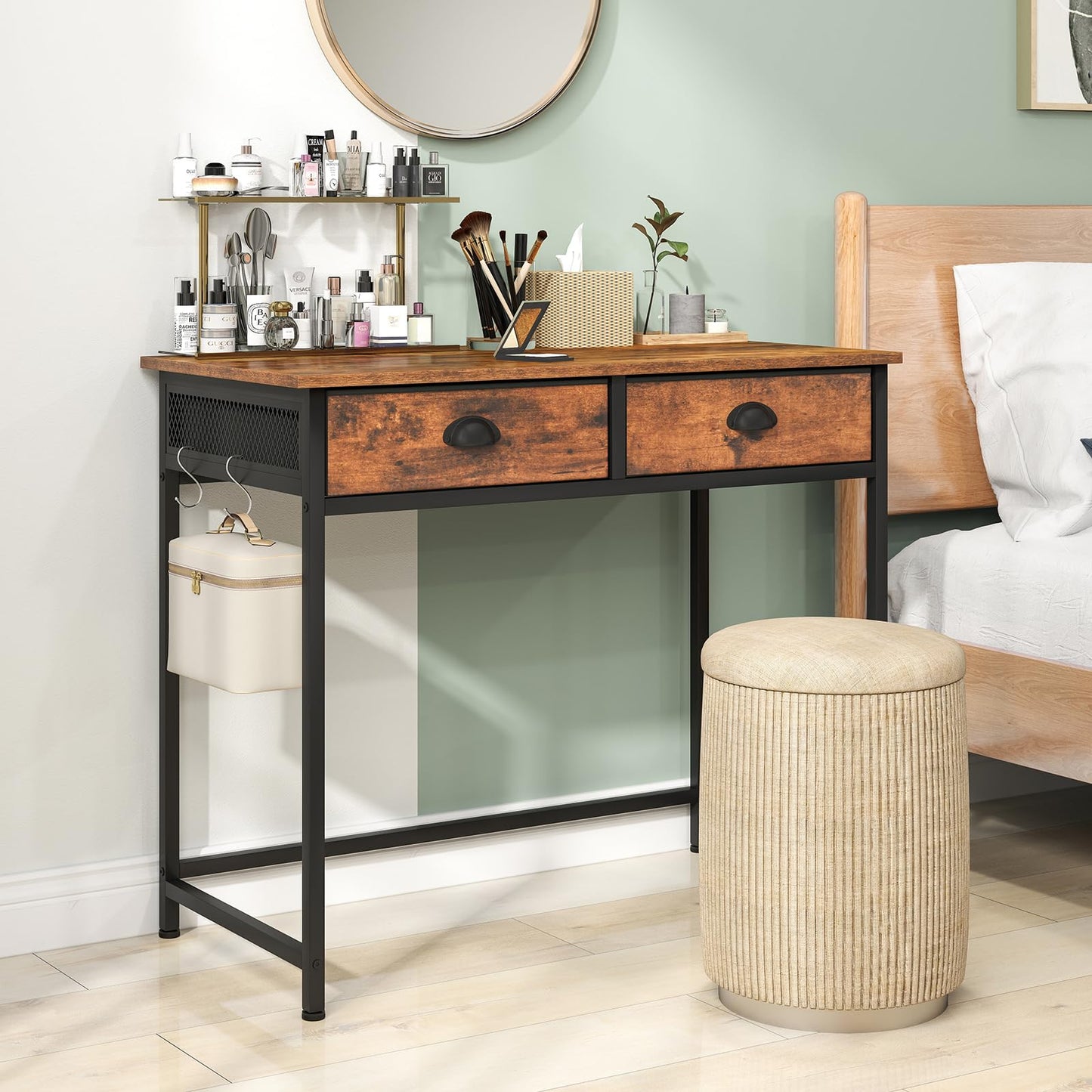 Space Saving Computer Desk with 2 Fabric Drawers