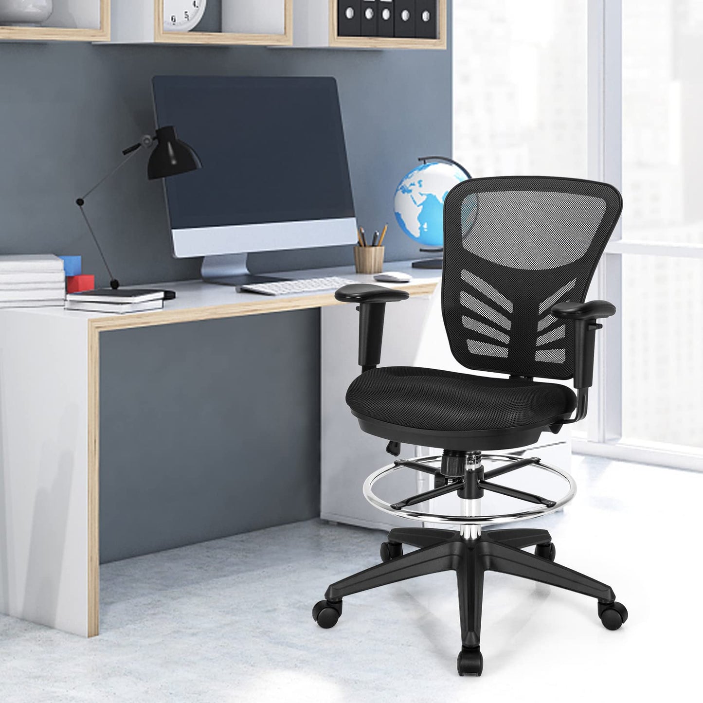 Ergonomic Swivel Office Chair with Adjustable Footrest