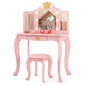 Kids Vanity Set with Lighted Mirror and Adjustable Brightness Pull-out Drawer and Stool