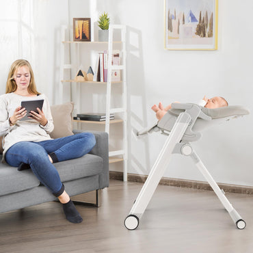 Adjustable Toddlers Reclining Highchair with Detachable Double Trays