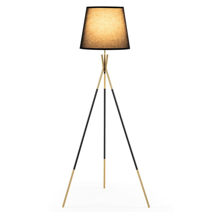 Modern Metal Tripod Floor Lamp with Fabric Shade & Foot Switch