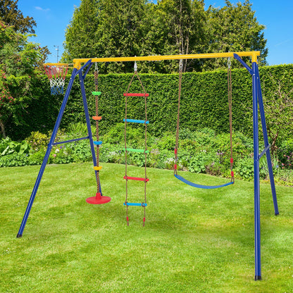 4-in-1 Kids Metal Swing Stand with Double Swings