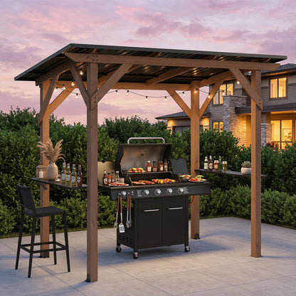 263 x 151 cm Grill Gazebo with 2 Side Serving Shelves