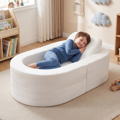 Kids Sofa Bed, 3-in-1 Convertible Modular Toddler Play Couch Lounger