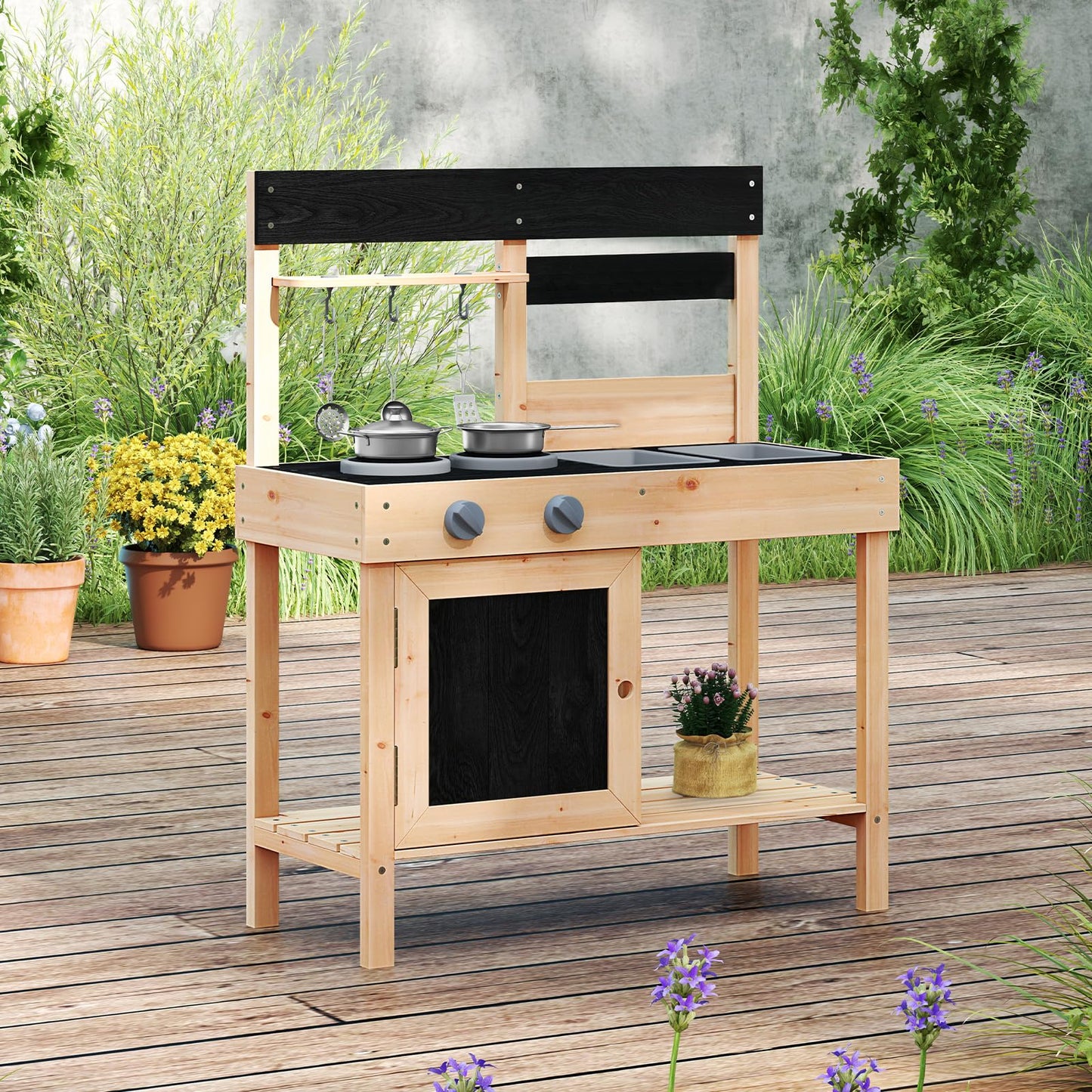 Mud Kitchen Playset with 2 Removable Sinks