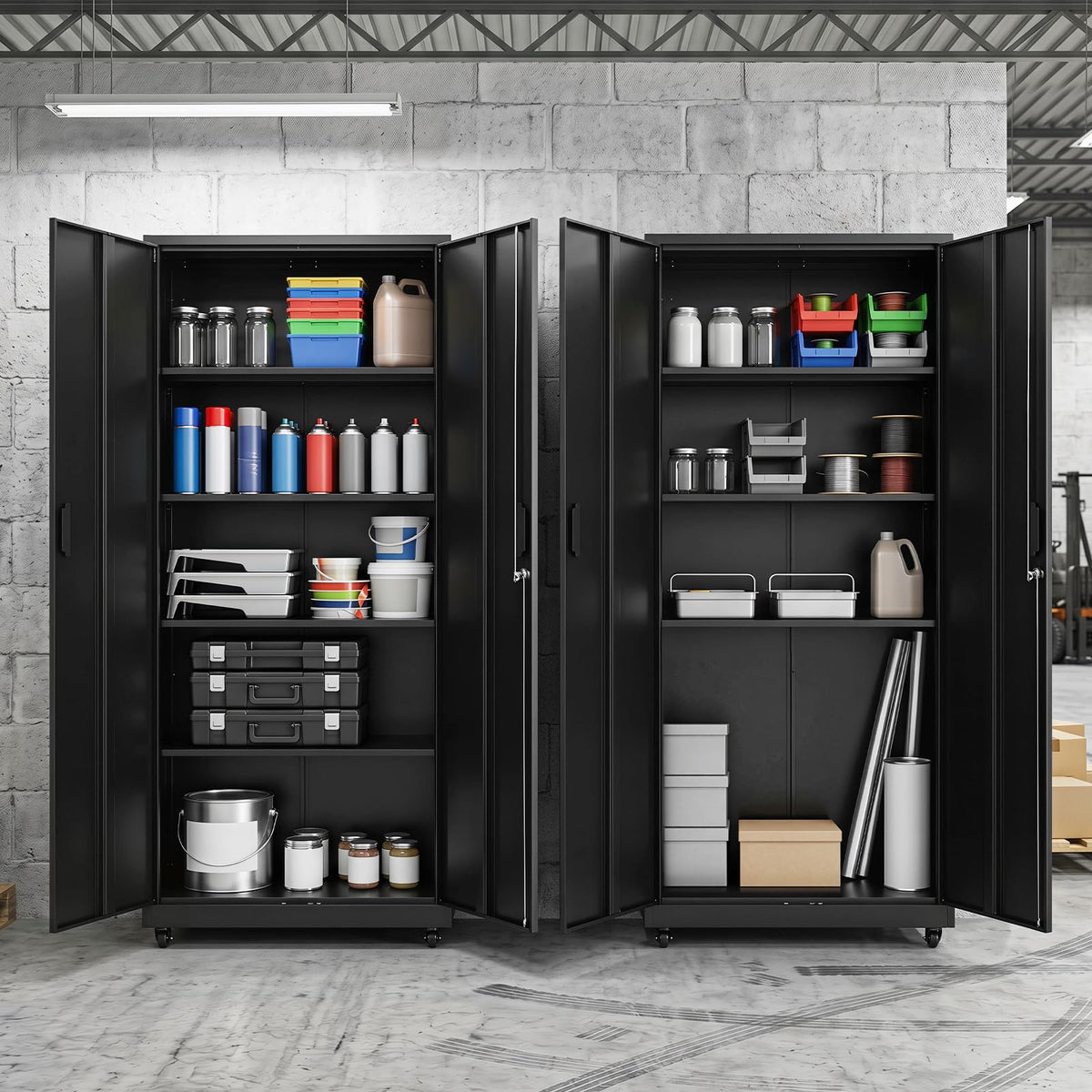 186cm Rolling File Cabinet with Adjustable Shelves and 4 Lockable Wheels for Office