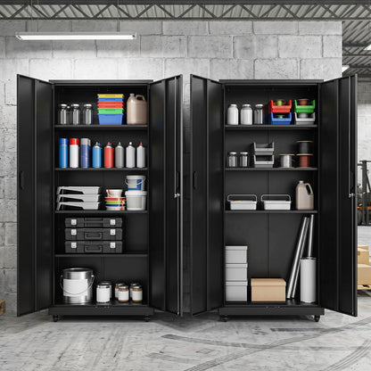 186cm Rolling File Cabinet with Adjustable Shelves and 4 Lockable Wheels for Office