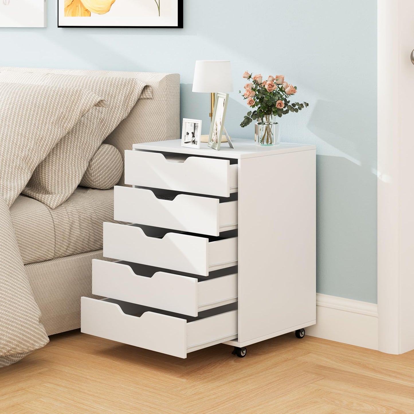 5 Drawer Chest with Lockable Wheels for Home Office