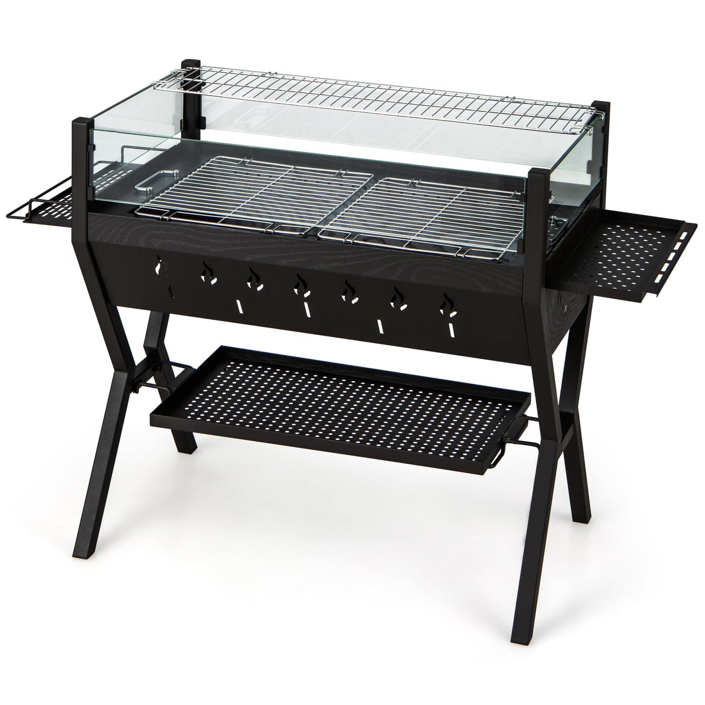Barbecue Charcoal Grills with Wind Guard and Seasoning Racks