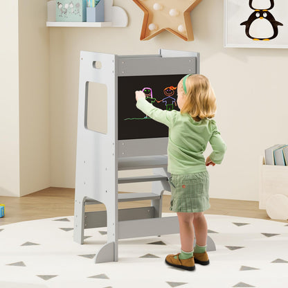 Height Adjustable Learning Tower with Safety Rail