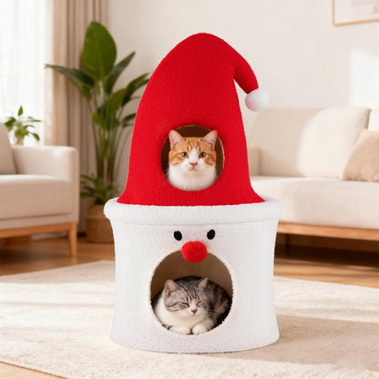 75CM Modern Cute Cat Tower with Enclosed Padded Top Perch and Condo