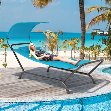 Outdoor Hammock with Stand Cushion and Canopy for Garden Lawn