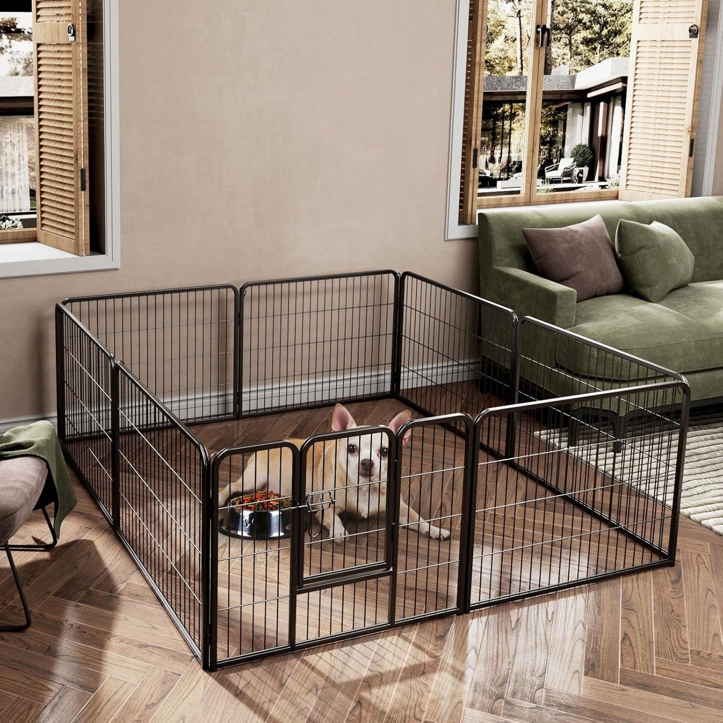 Dog Playpen - 8 Panel Metal Fence for Small Dogs