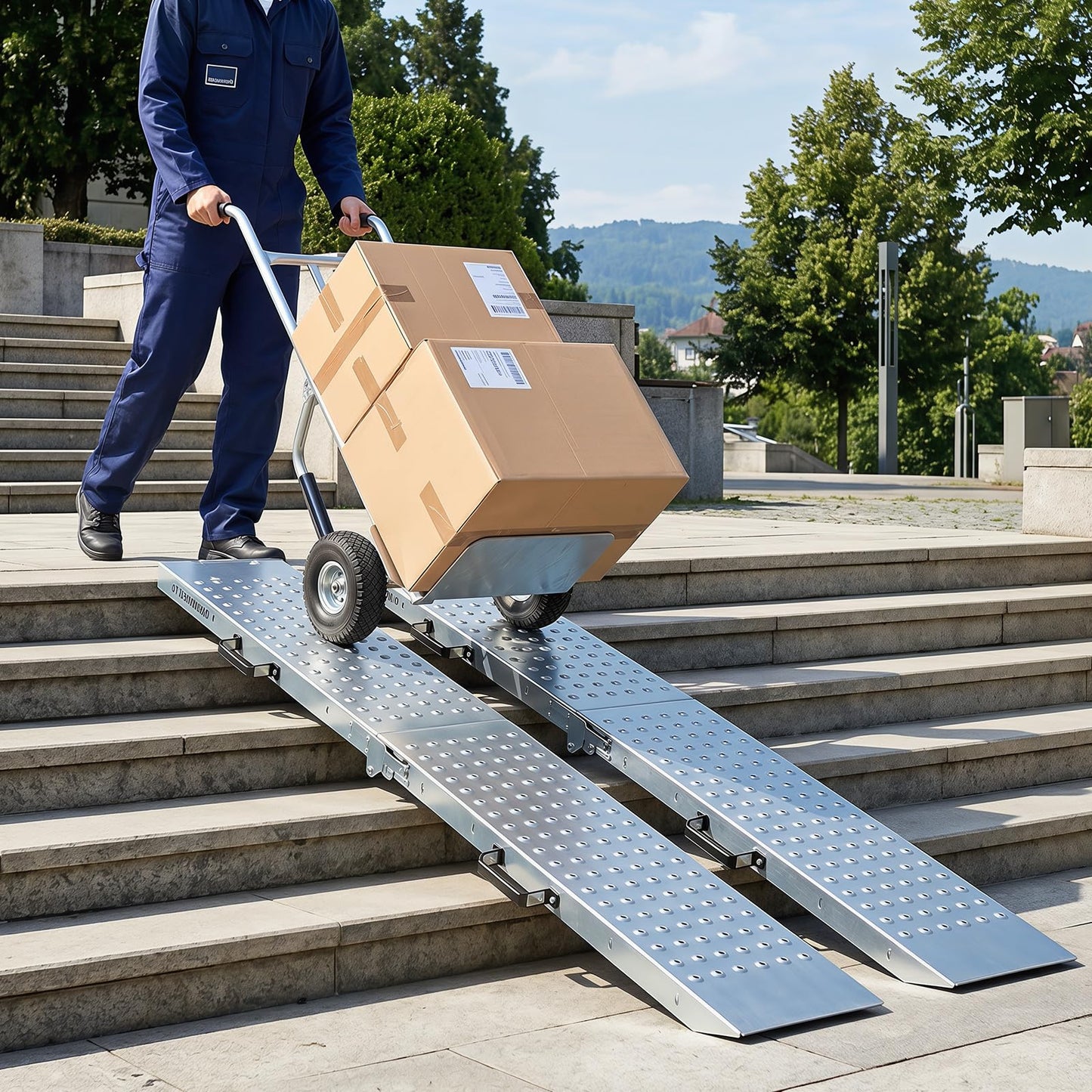 Folding Loading Ramps and 400 KG Capacity 2-Pack Multi-Use Ramps with Handles for Pickup Truck and Trailer