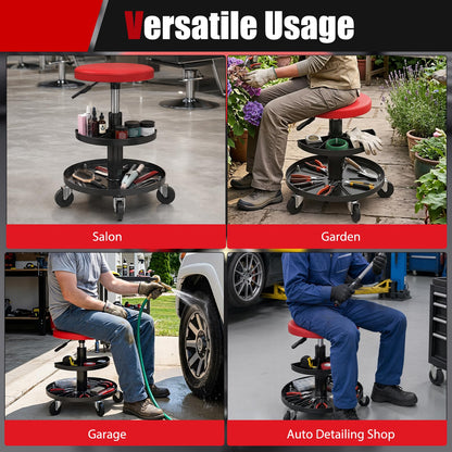 Rolling Mechanic Stool with Wheels and 42-56 cm Adjustable Seat