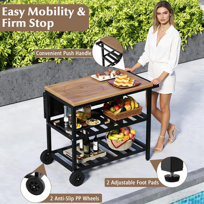 Outdoor Dining Cart with Korean BBQ Grill for Backyard