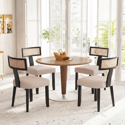 Dining Chair Set of 2, Linen Fabric Upholstered Kitchen Chairs