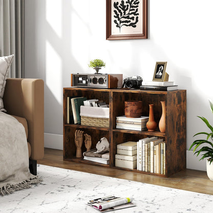 2-Cube Bookcase Floor Standing Open Bookshelf with 5-Position Adjustable Shelf