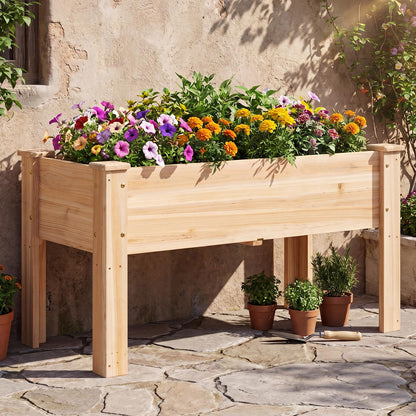Wooden Raised Garden Bed, Elevated Vertical Planter with Drainage Holes