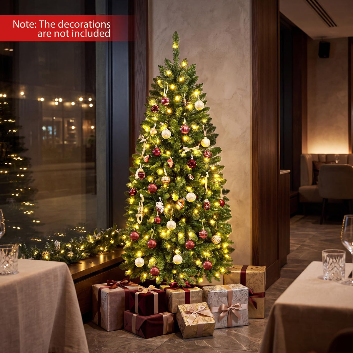 5/6/7FT Pre-lit Christmas Tree, Hinged Xmas Tree