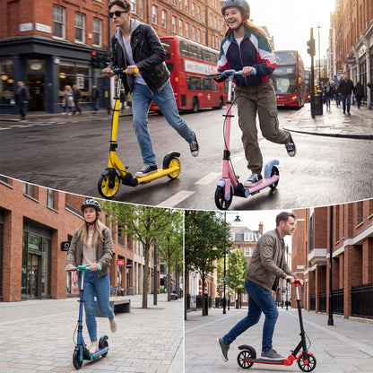 Folding Kick Scooter, 2 Flash Wheels Scooter with 3-Level Adjustable Handlebar and Rear Foot Brake