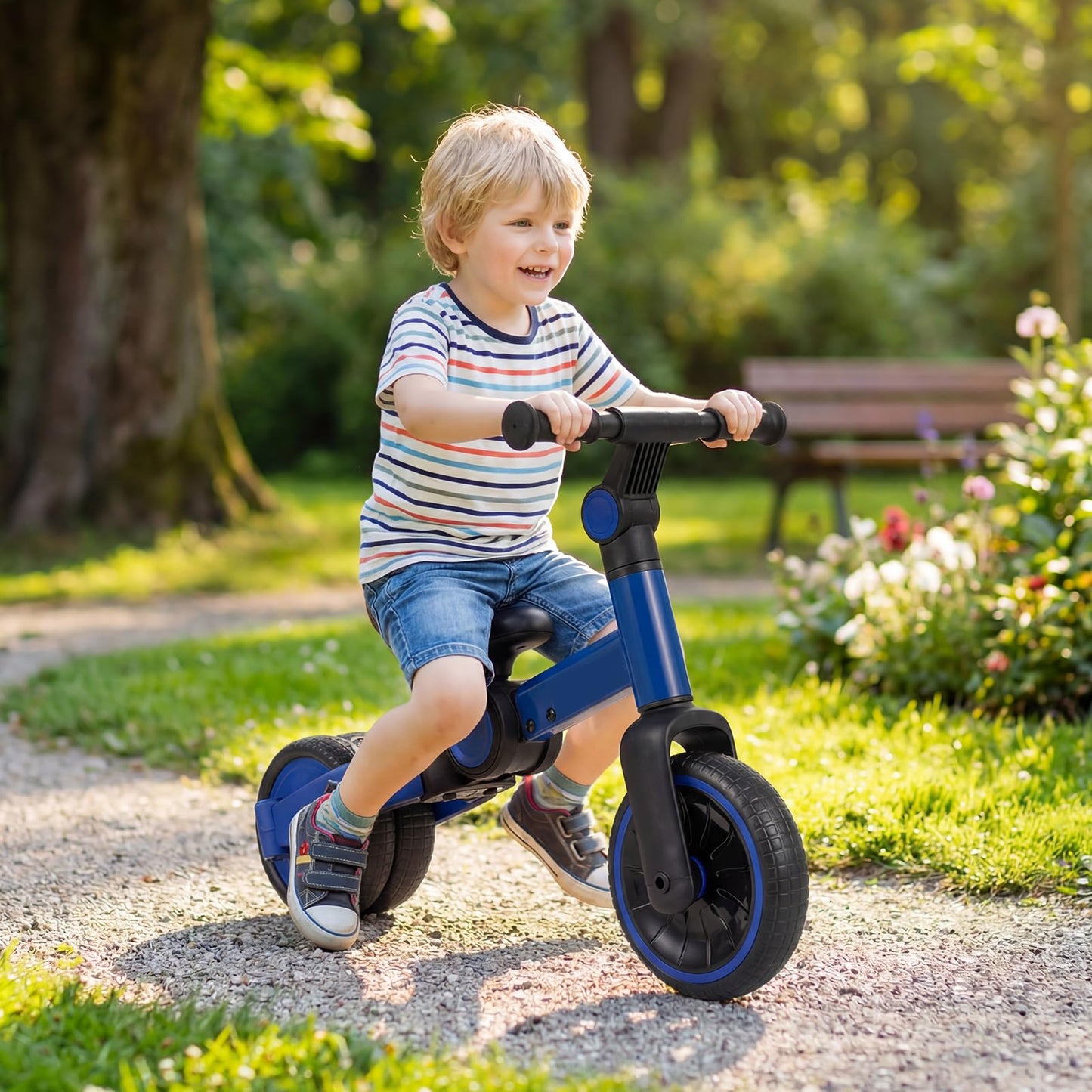 5-In-1 Toddler Bike Kids Balance Bike with Removable Pedals
