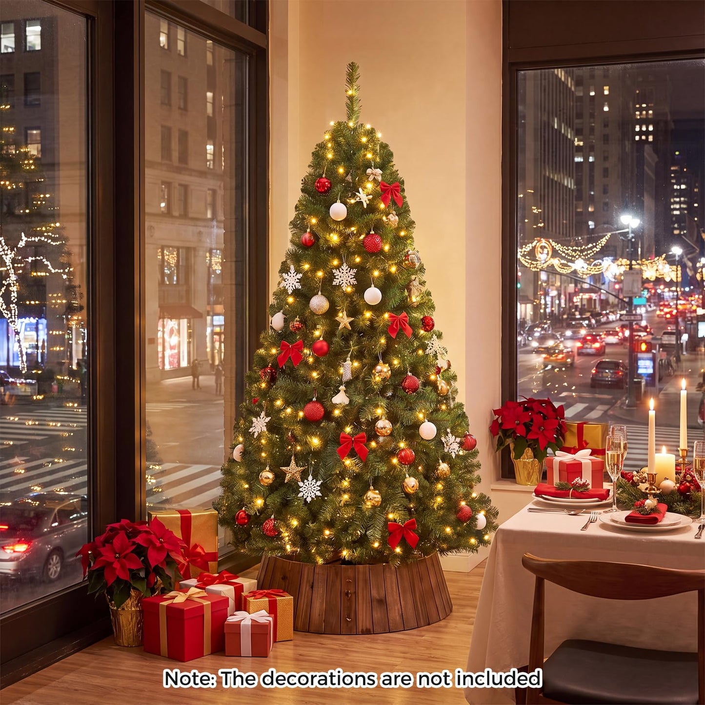 5FT Pre-Lit Artificial Christmas Tree, Hinged Xmas Tree