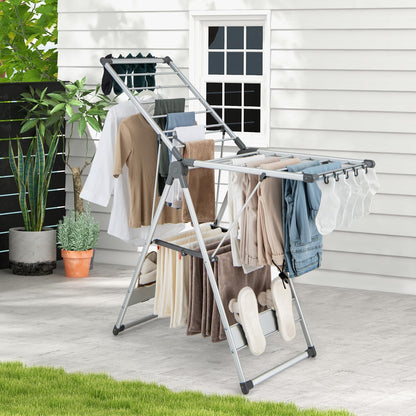 2 Layer Aluminum Folding Clothes Drying Rack
