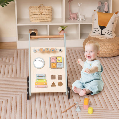 Toddler Push Walker with Handle & Rubber Wheels