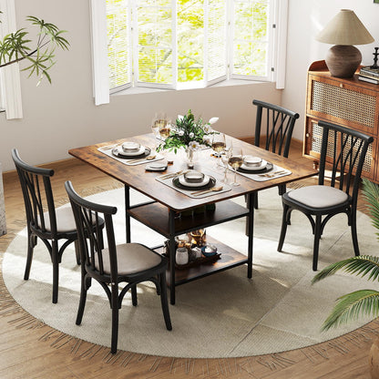 Dining Table for 4-6 Rectangular Dining Table with 2 Open Storage Shelves