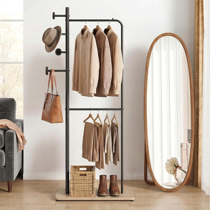 Heavy-Duty Clothes Rail, Metal Clothes Rack Garment Coat Stand with Double Rails