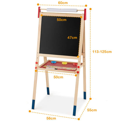 3 in 1 Wooden Kids Art Easel with Paper Roller