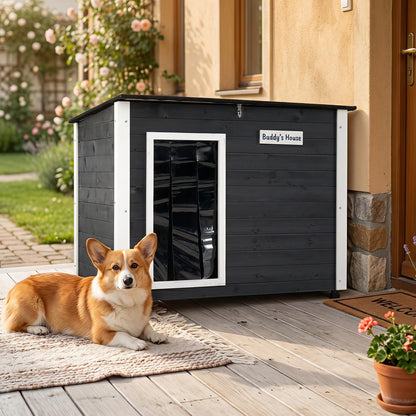 Wooden Dog House, Outdoor Weatherproof Pet Shelter