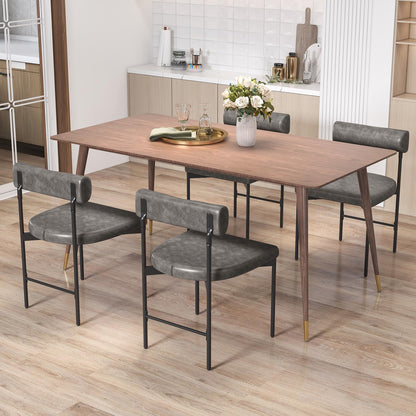 Faux Leather Upholstered Kitchen Side Chair with Curved and Padded Backrest