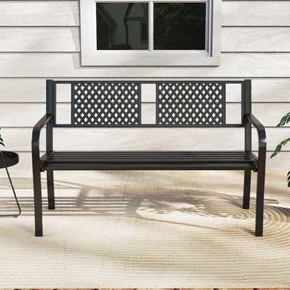 Diamond Pattern 2-3 Seater Heavy Duty Metal Frame Loveseat Park Bench