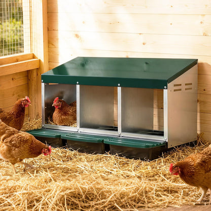 3-Compartment Roll Away Chicken Nesting Box for Hens