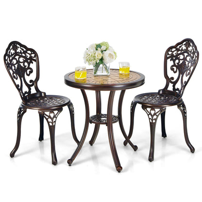 3 Pieces Patio Bistro Set for Porch Garden Poolside Backyard