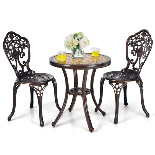 3 Pieces Patio Bistro Set for Porch Garden Poolside Backyard