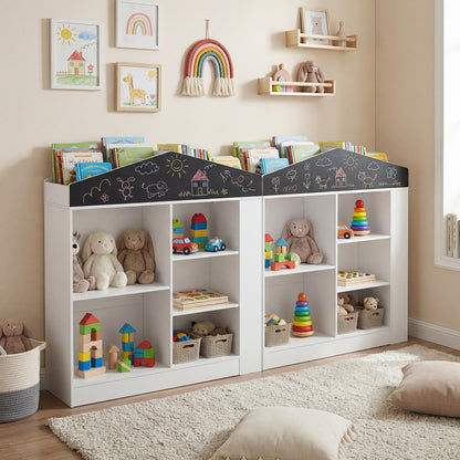Wooden Book & Toy Storage Organizer, House Shaped Children Bookcase