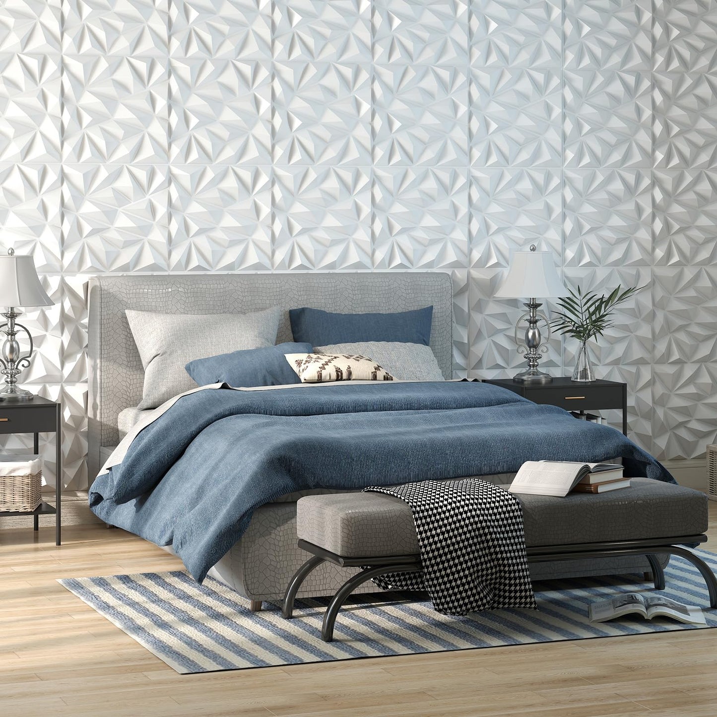 20-Pack 3D Wall Panels with Decorative Diamond Patterns