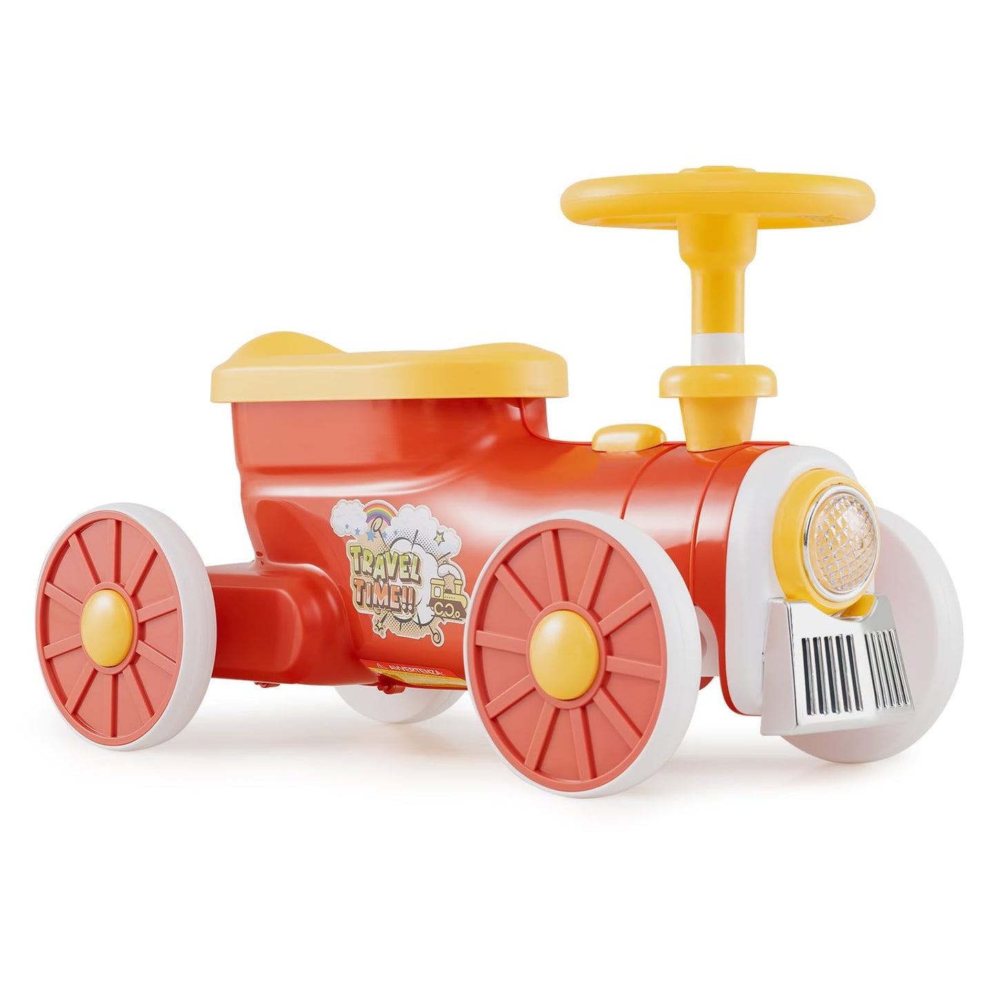 Toddler Foot to Floor Sliding Walker with Train Whistle Sound, Steering Wheel