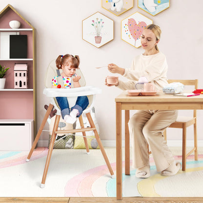High Chair for Babies and Toddlers, Wooden Baby Highchair