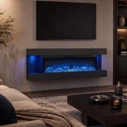 50” 3-Sided Electric Fireplace with Mantel & WiFi Smart Control